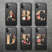gtwin vintage gold floral letter phone case for iphone 11 pro max x xr xs 5 5s se 6 6s 7 8 plus soft silicone protection cover