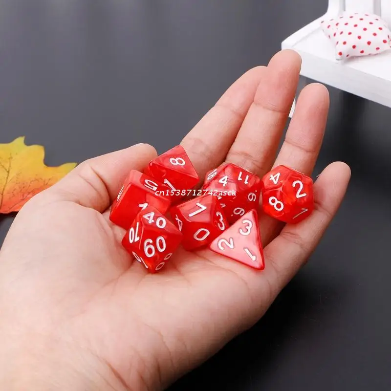 7 шт. многогранные кости белые цифры для Dragon Pathfinder D20 D12 2xD10 D8 D6 D4 Прямая поставка |