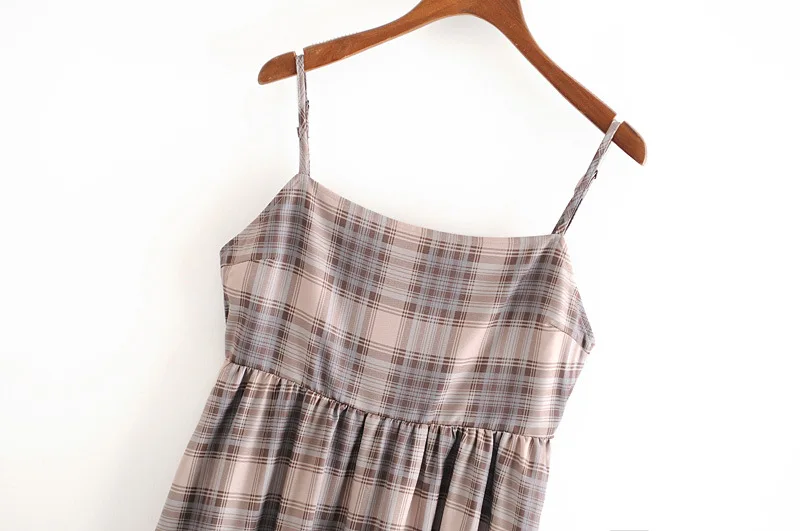 Женское клетчатое ТРАПЕЦИЕВИДНОЕ ПЛАТЬЕ Макси без рукавов с вырезом лодочкой и