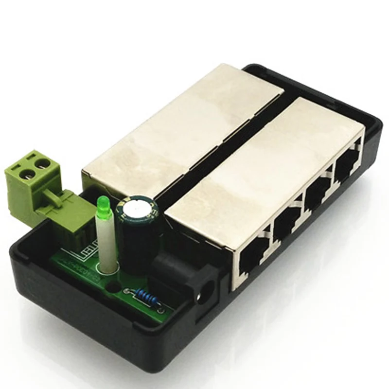4 порта PoE инжектор 4CH адаптер питания Ethernet блок Pin 5(+)/7 8( ) Входной DC12 48V для ip