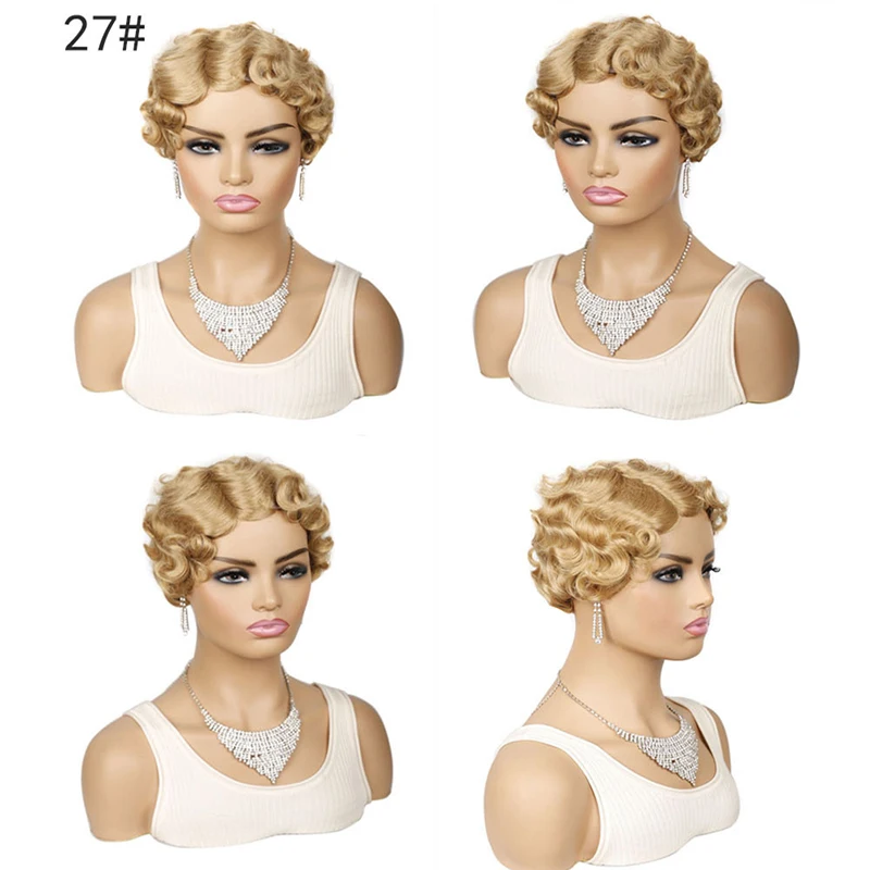 Парик с короткими волнистыми пальцами синтетические парики для чернокожих