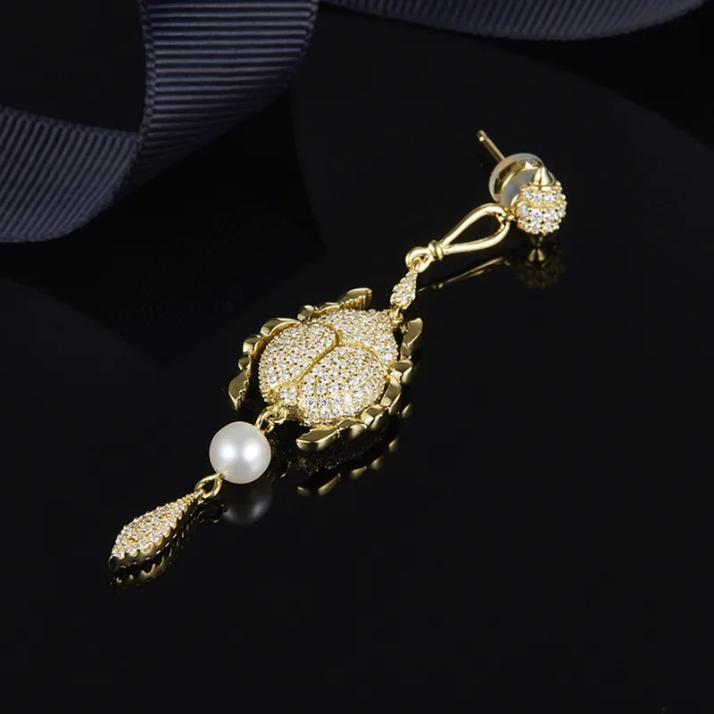 Цельные циркониевые каффы для насекомых висячие серьги с жемчугом 3D