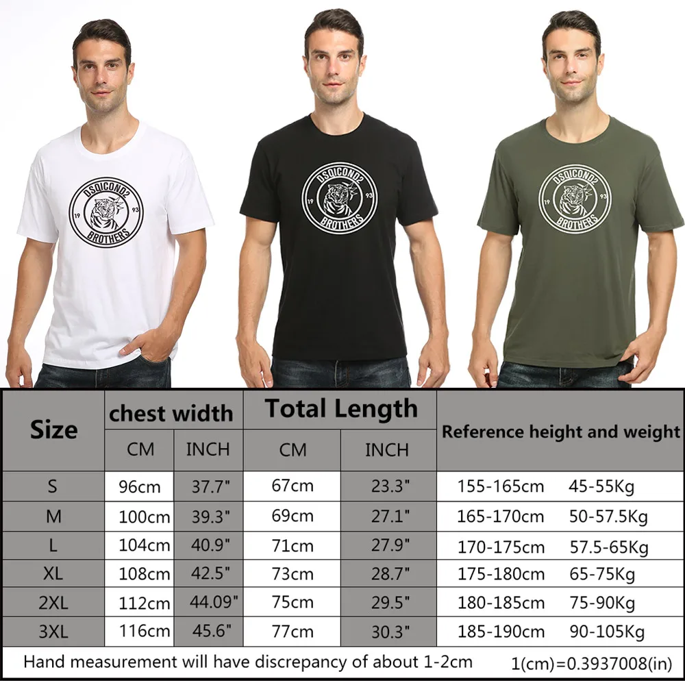 Футболка dsq Мужская и женская с круглым вырезом стильная тенниска из 100% хлопка