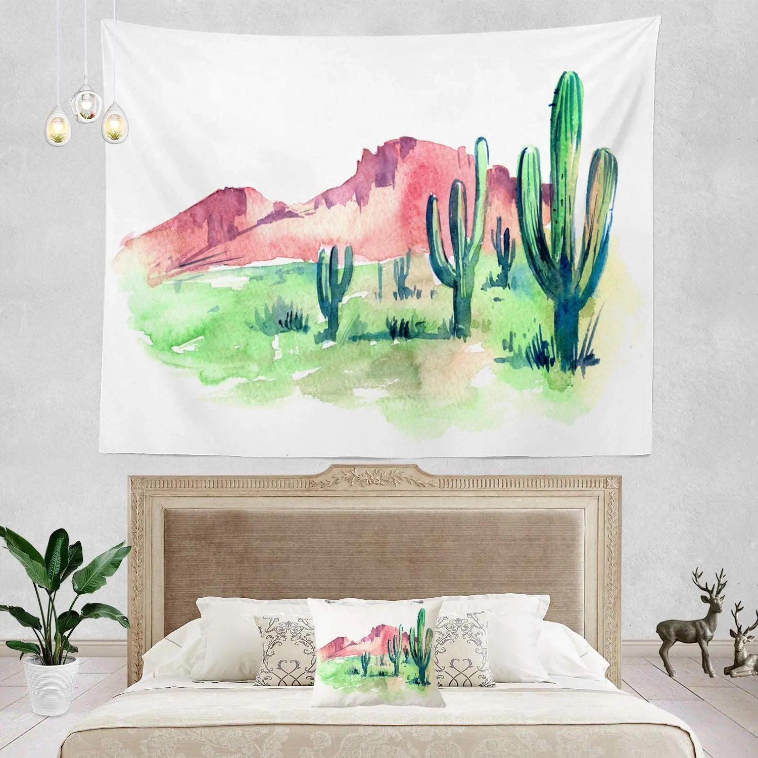 

Cactus Sketch Desert South America Blanket Mat Hippie Trippy Tapestry Wall Art Hanging Meditation Decor For Living Bedroom