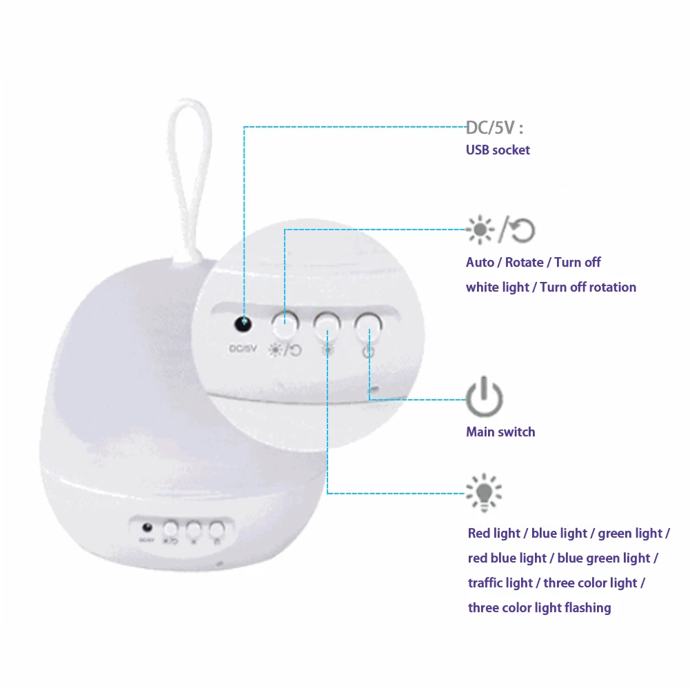 4 в 1 светодиодный Звездный вращающийся Ночной светильник луна звезда волны