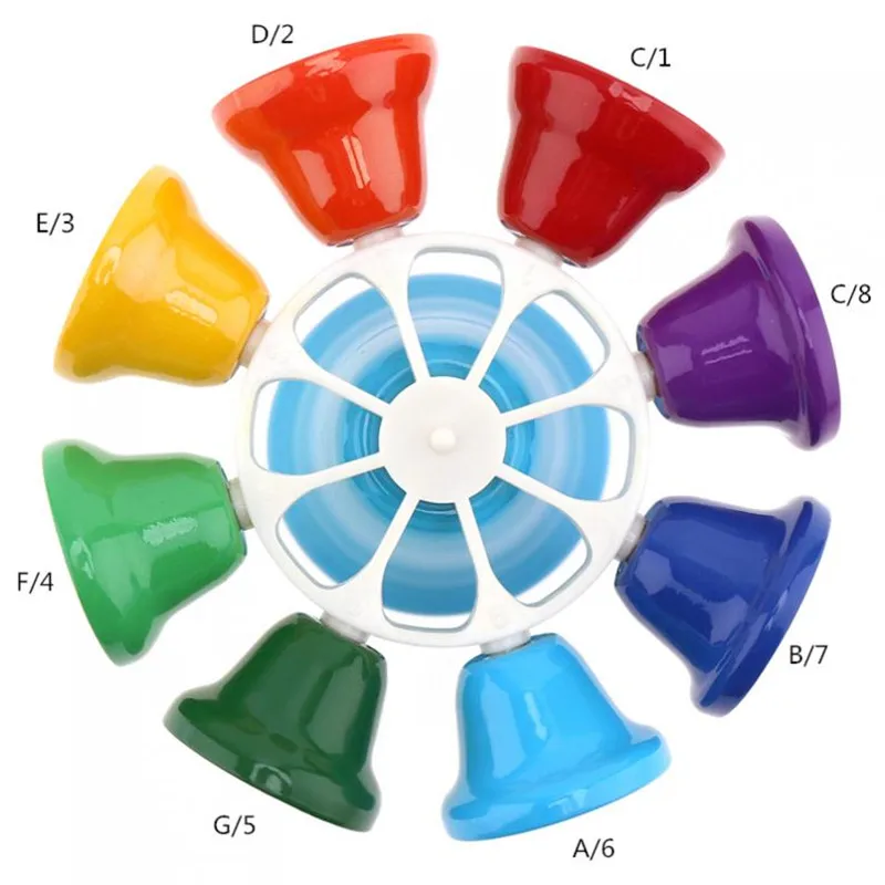 Hand Bell Colorful 8 Note Percussion Musical Children Baby Early Education Instrument | Спорт и развлечения