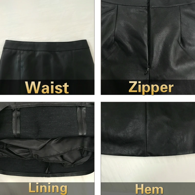 

Skirts Women PU Leather Chic Solid Elegant Office Ladies Spring High Waist Sheath Womens Mini Skirt Fashion Korean Style A-line