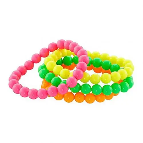 20cm 4pcs 4 шт неоновый цвет нитка с бусинами ожерелья, браслеты, ювелирные изделия вечерние платья аксессуары ожерелье и браслет косплей аксессуары вечерние - Цвет: 20cm 4pcs