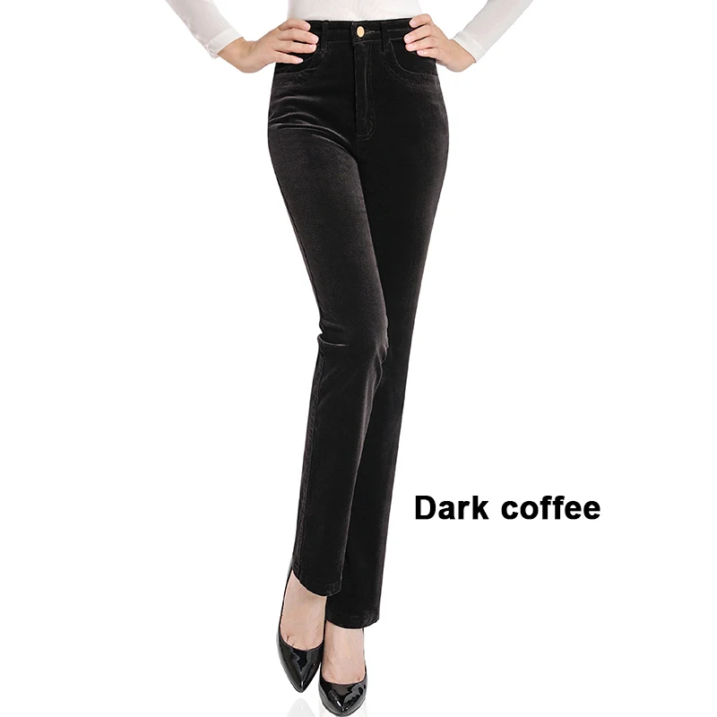 Dark coffee Осенне-зимняя одежда женские вельветовые брюки стрейч женские s Хлопковые женские Большие размеры женские свободные с высокой талией женские штаны - Цвет: Dark coffee