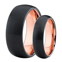 6mm8mm tungsten ring for men women matte black with rose golden dome tungsten rings wedding bands free custom engrave drop ship
