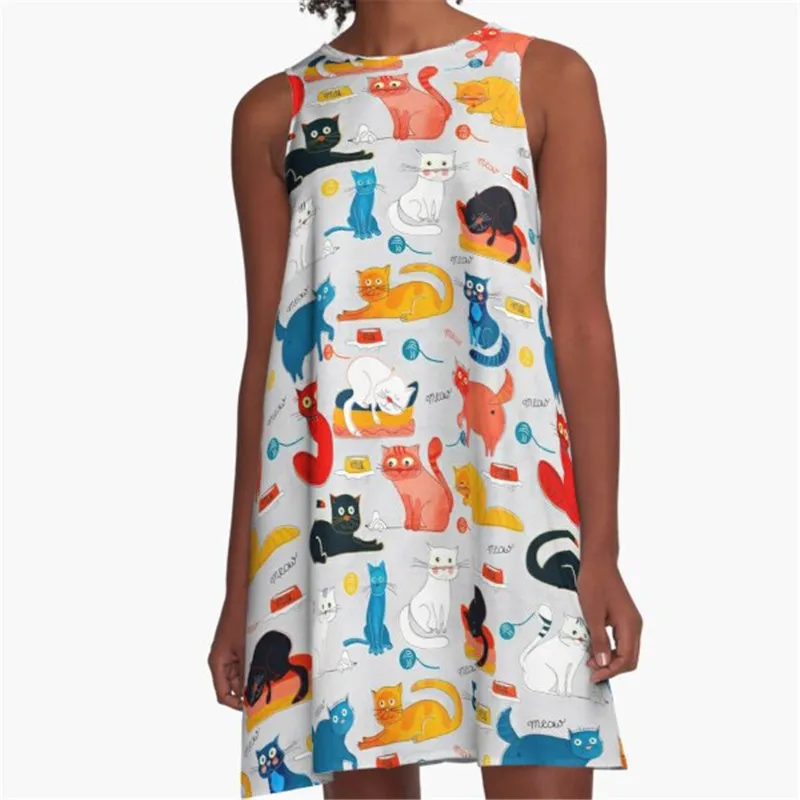 

Fashion Women summer dresses Black Eyeglasses Printed A-Line Boho Dress for women harajuku Sexy ladies mini short beach dress