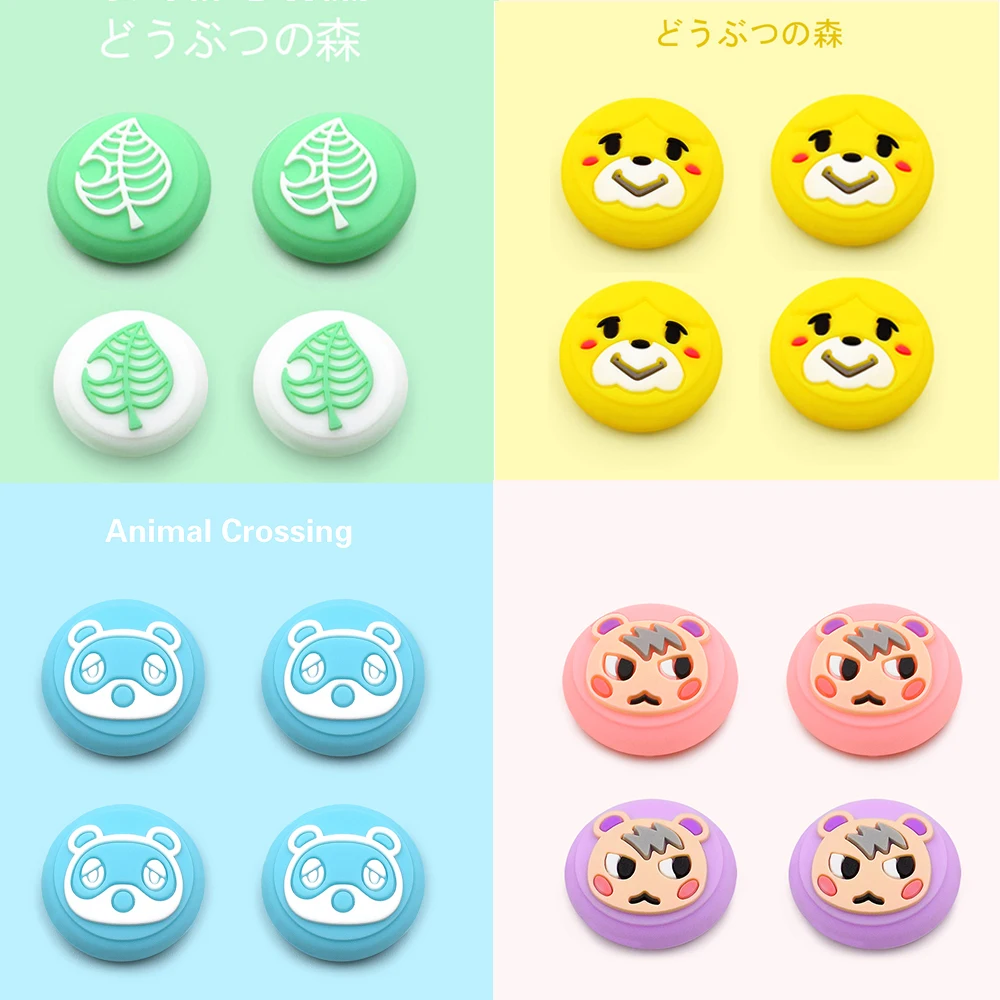 

Green Nintend switch Joy Con Animal Crossings Thumb Grips Caps Kawaii Leaf Silicone Case For Nintendo Switch Lite Cute Cover