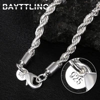 bayttling 925 sterling silver 1618202224 inch 4mm hemp rope chain necklace for woman man fashion charm wedding jewelry gift