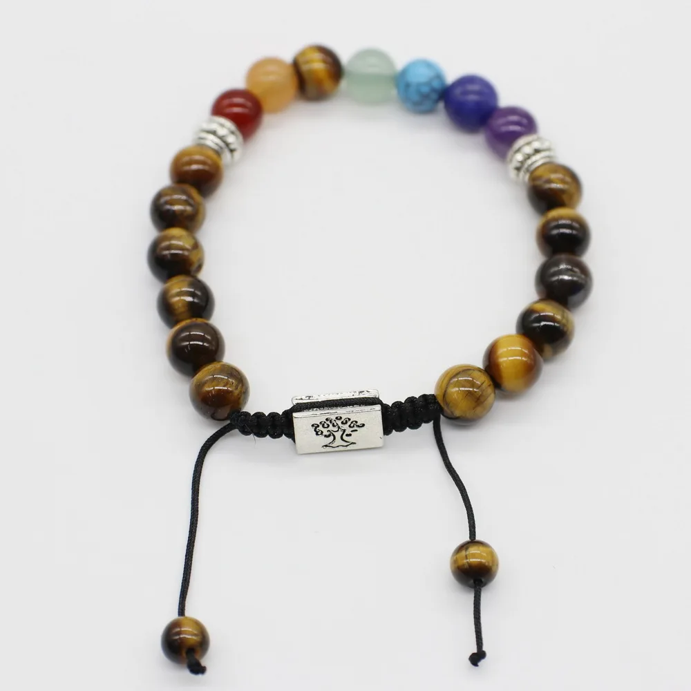 8 мм натуральный камень браслет ручного вязания Регулируемый с matal в Древо жизни