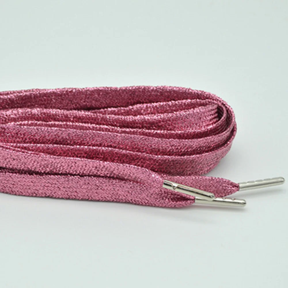 1 пара плоские шнурки серебристого цвета с металлическим наконечником фактурой