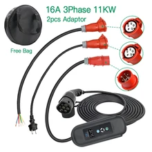 Level 2 EV Charging Stations EVSE Wallbox Electric Car Charger 11KW 16A 3 Phase IEC 62196 Type 2 5M Cable with CEE Red Plug