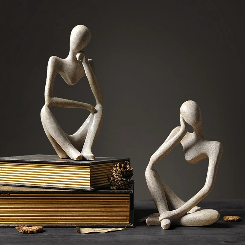 

The Thinker Figures Statue Abstract Resin Sculptures Mini Art Decorative for Office Bookshelf Modern Home Decor