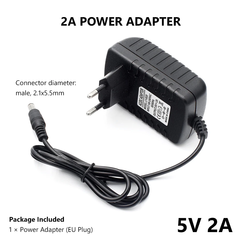 1 шт. адаптер питания для Светодиодный ных лент 2 А 5 В 100-240 в перем. Тока |
