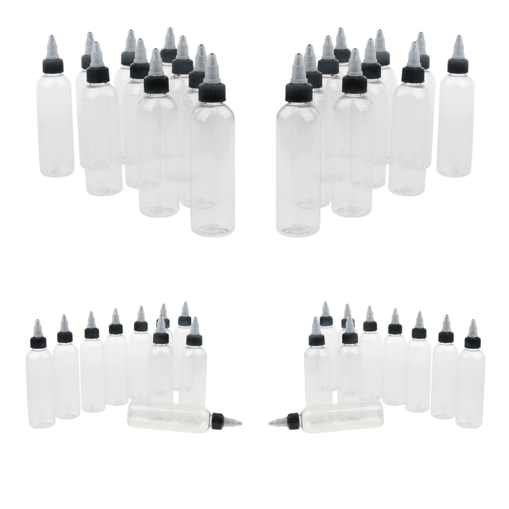 

40 Pieces Clear Round Plastic Bottle Twist Top Cap 120mL for Paint Glue Liquid