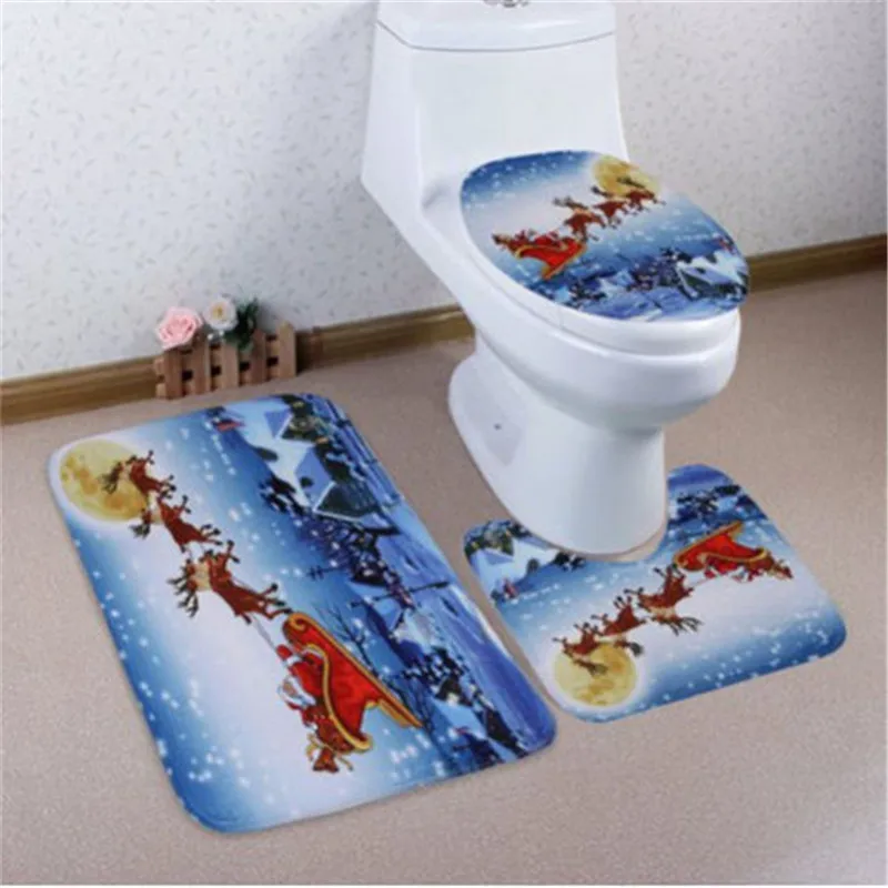 3 шт./компл. Рождество крышку унитаза Ванная Комната Non-Slip Санта Клаус пьедестал