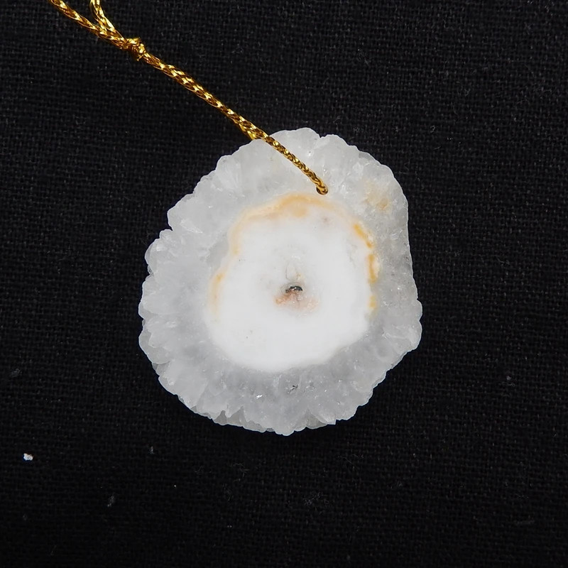 

New!! White Geode Quartz Gemstone pendant Bead for Jewelry making 41x35x8mm,18.6g