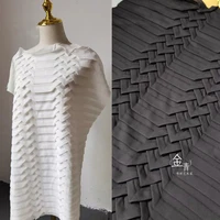 pleated chiffon fabric black white triangle texture folds diy patchwrok patches decor shirt skirt dress clothes designer fabric
