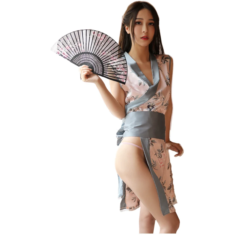 

Sexy Ladies Long Lingerie Side Slit Babydoll G-string Underwear Women Robe Silk Satin Robes Gown Kimono Cosplay Robe Dress