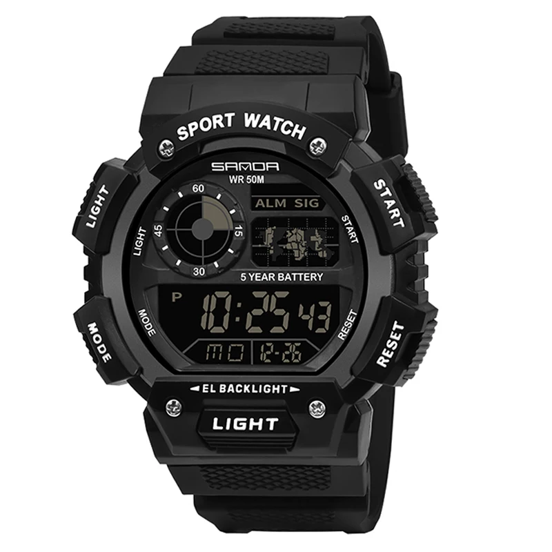 

Часы наручные Sanda Мужские Цифровые, спортивные ударопрочные водонепроницаемые электронные в стиле милитари, 2020