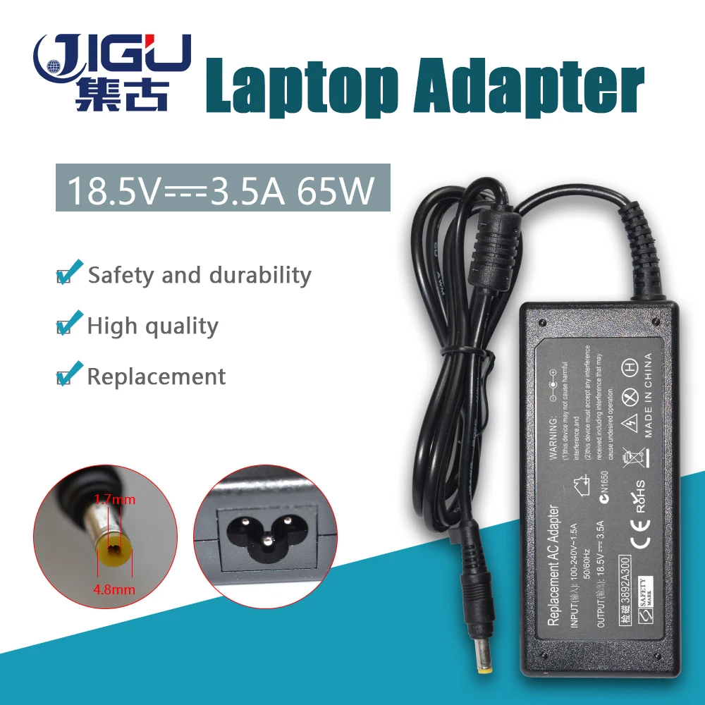 JIGU 18 5 V 3.5A 4 8*1 7 MM 65W Замена для HP Compaq 6720s 500 510 520 530 540 550 620 625 Ноутбук AC зарядное