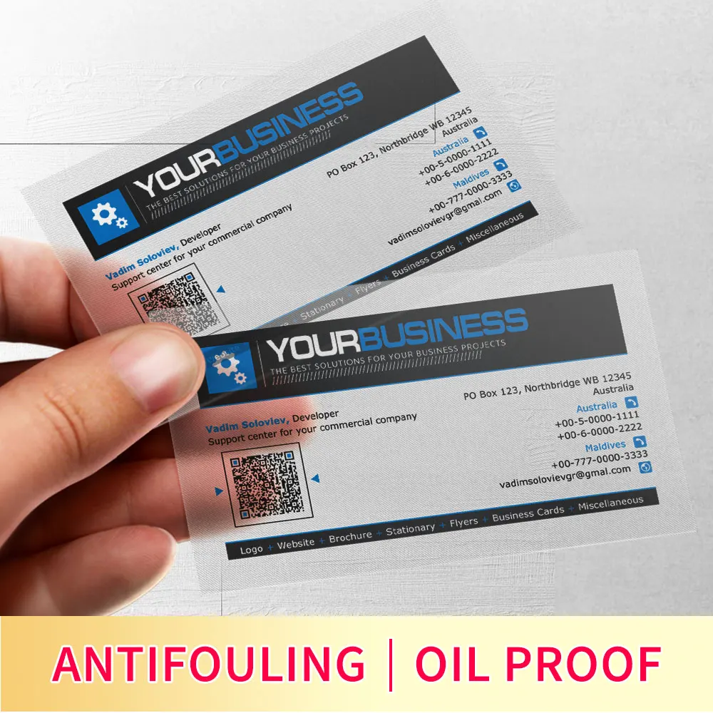 100 шт./лот прозрачные пвх визитные карточки на заказ прозрачные/Замороженные