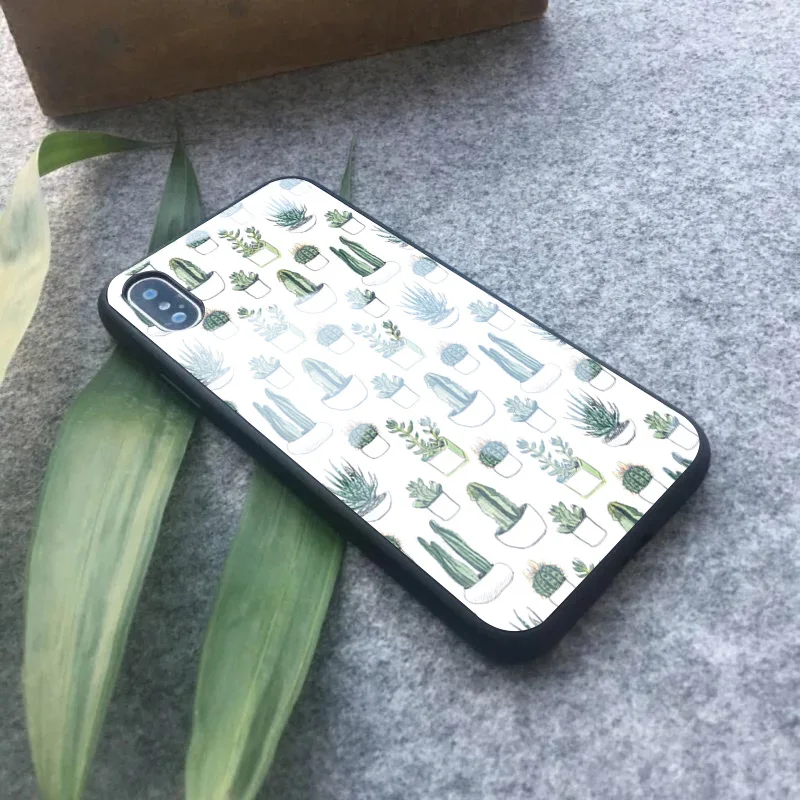 OUTMIX Coque акварельные кактусы для IPhone X 10 XS max XR 6S 6 7 8 Plus стеклянный чехол