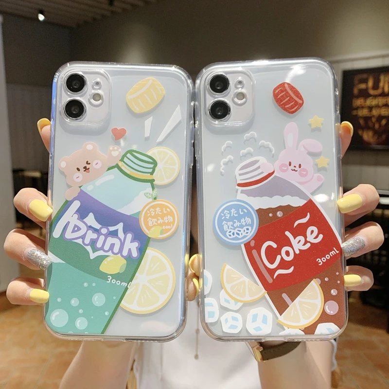 

Cute Cartoon Laser Bear Phone Case For iPhone 12 13 Mini 11 Pro Max 6 6s 7 8 Plus X Xr Xs SE 2 Transparent Soft Silicone Cover