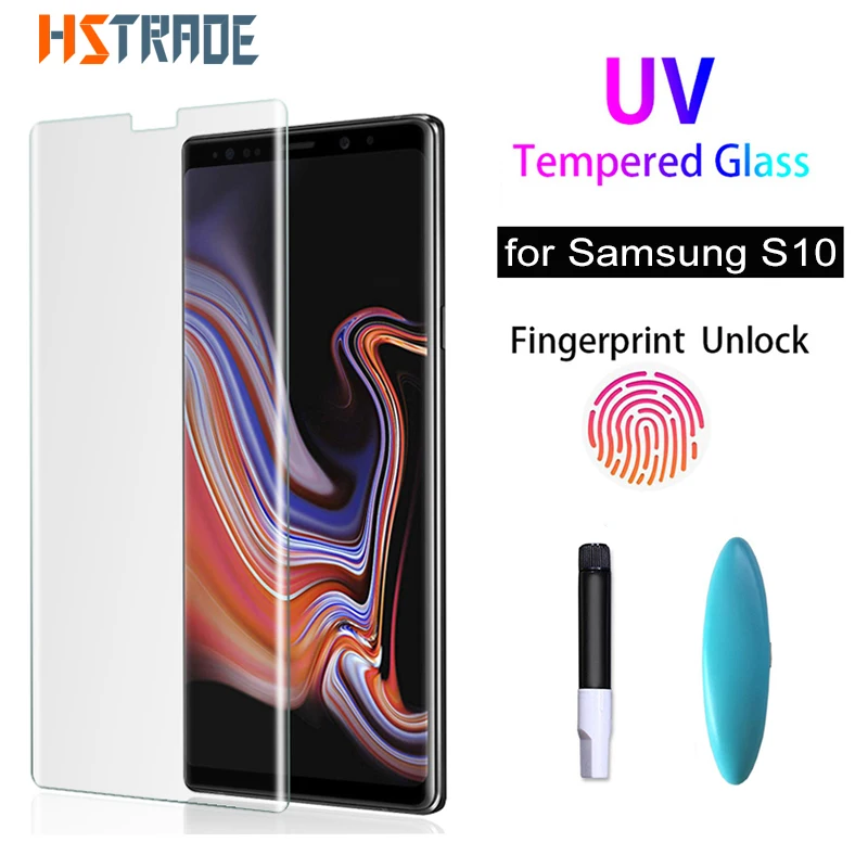 Стекло с УФ-клеем для Samsung Note10 Plus S9 S8 Защитное стекло экрана Galaxy S10 plus S20 Note 8 9