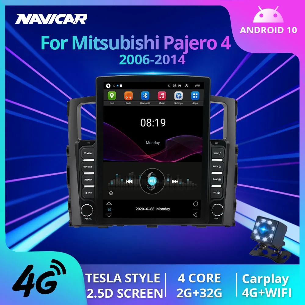 Автомагнитола 2DIN Android 10 для Mitsubishi Pajero 4 V80 V90 2006-2014 Автомобильный мультимедийный