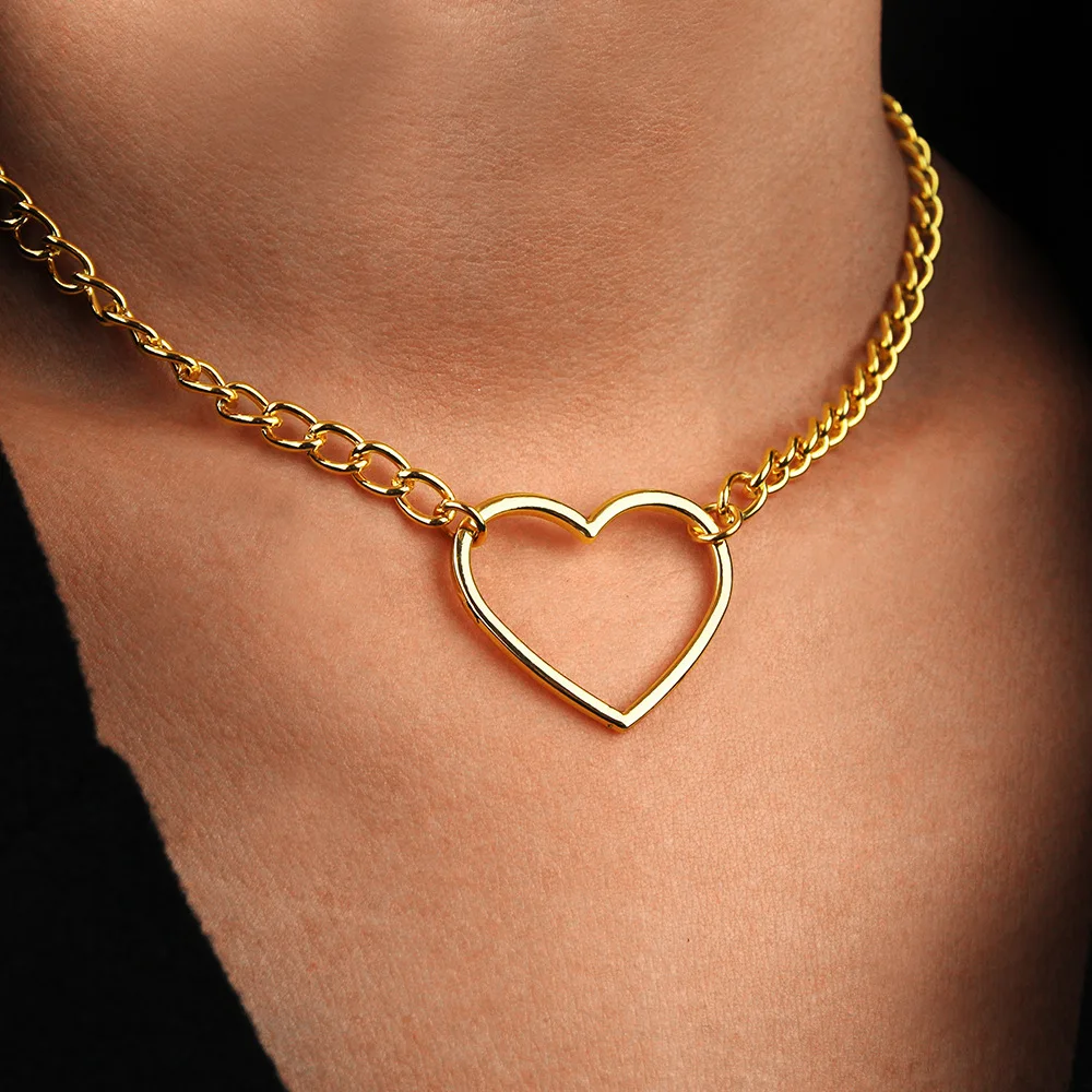 

NK218 Hollow Heart Choker Necklaces For Women Clavicle Colar Statement Necklace Collares Heart Dainty Pendant Necklace Gift