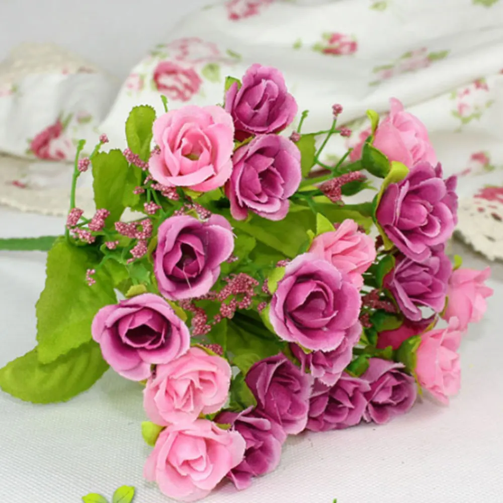 21 шт. искусственная Цветочная подделка композиция из шелковых цветов Свадебная