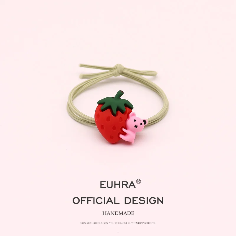 EUHRA, 5 цветов, маленькие мишки, клубника, эластичные резинки для волос для женщин и девочек, детские аксессуары для волос, резинка