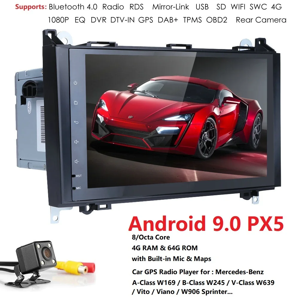 4G+ 64G 4GWIFI 2din no-DVD gps головное устройство для Mercedes Benz B200 A B класс W169 W245 Viano Vito W639 Sprinter W906 Bluetooth радио