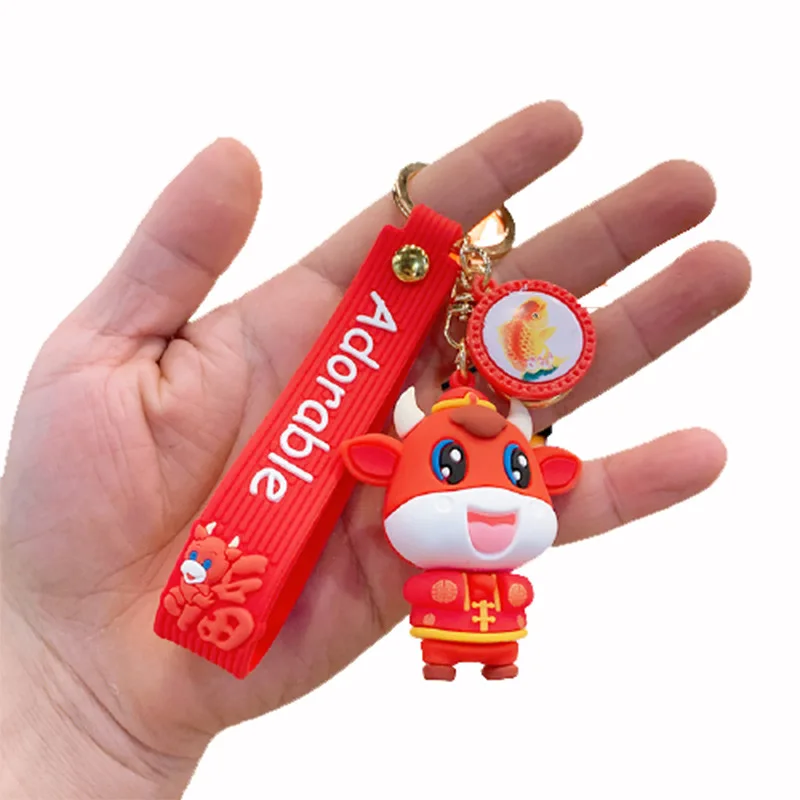 

2020 Hot Sale High Quality Cute Little Cute Cow Keychains Pendant Male Female Kid Couple Car Key Ring Accessorie Gift wholesale