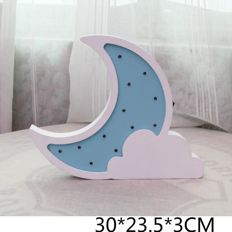 Moon Blue Lanpulux 3D деревянная звезда луна лампа милый мультфильм светильники дети ребенок украшение для детской спальни ночные светильники настенные настольные изделия - Испускаемый цвет: Moon Blue