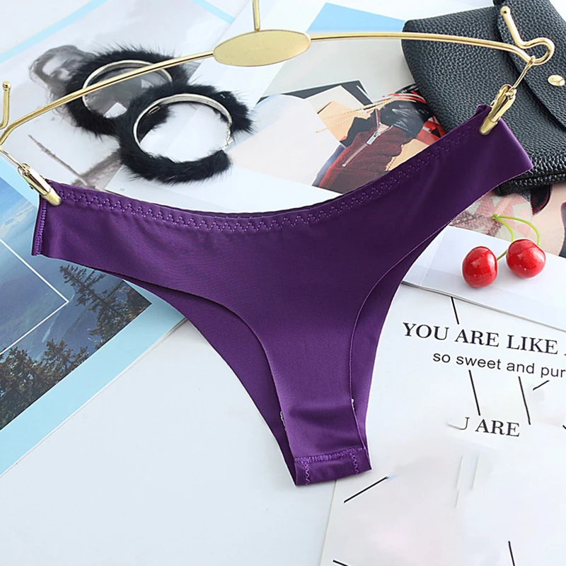 Шелковые сексуальные женские стринги бесшовные трусики женское нижнее белье