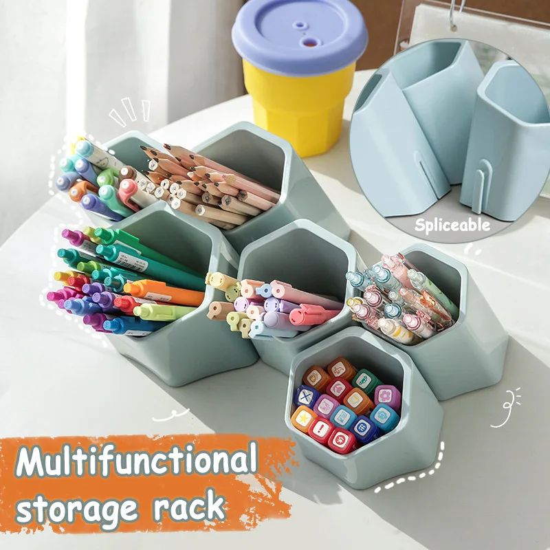 

Creative Pen Holder Interlock Hexagonal Display Stand Classified Storage Pencil Holder for Office Home Organizer Pen Holder