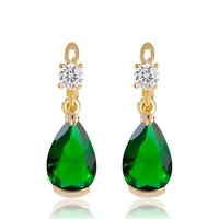 oi classic blue green ear piercing earrings high grade luxury crystal drop shape arete for women wedding party fashion jewelry