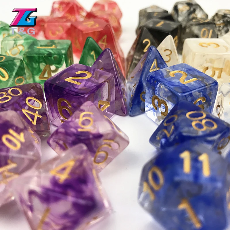 42 шт./пакет многогранные туманности игральные кости для игры DnD plus сумка d4 d6 d8 d10 d12