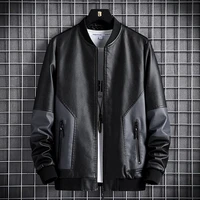 mens brand leather jacket slim motorcycle jacket leather jacket fashion trend motorcycle zip jacket casual street windbreaker