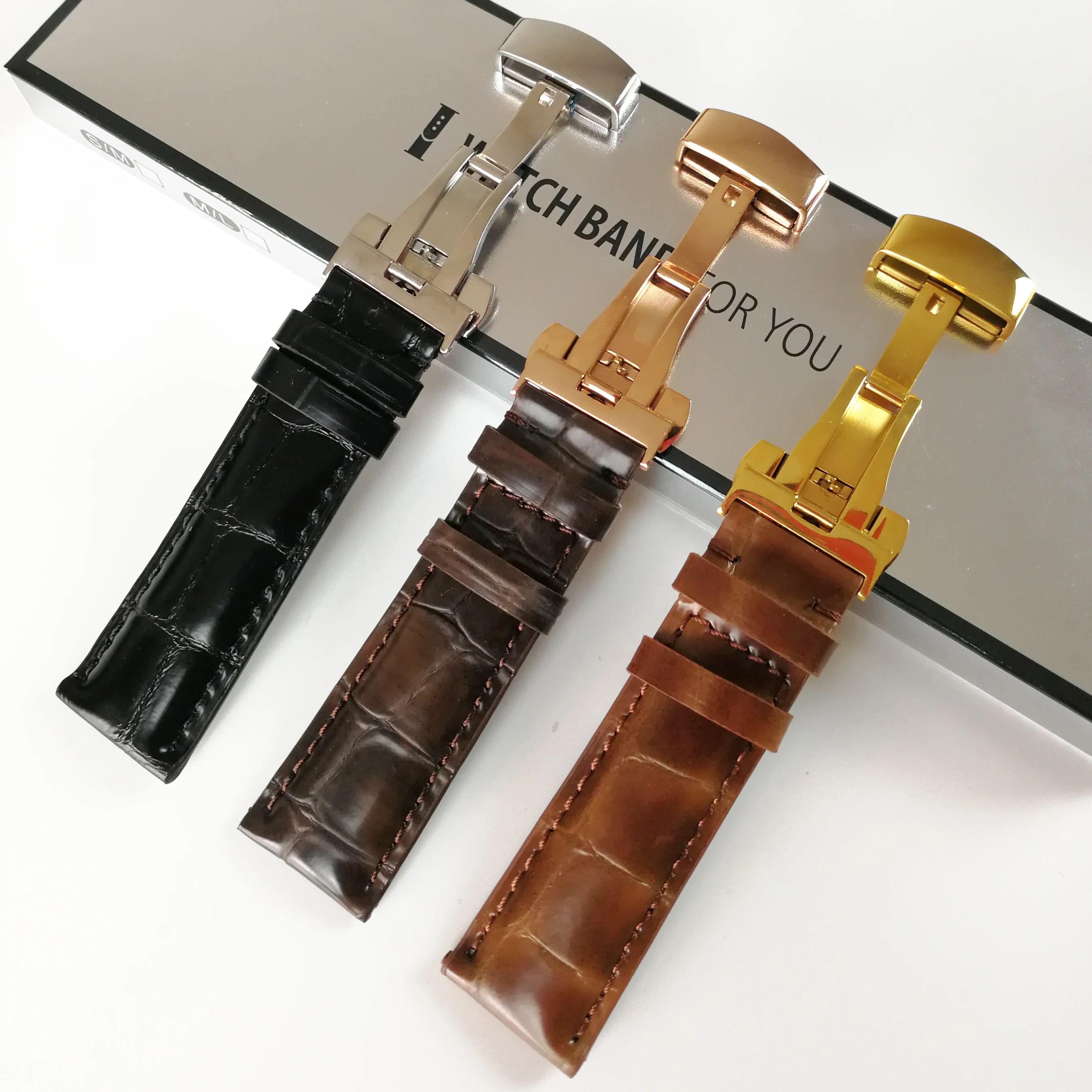 Universal Watchband Soft Calf Genuine Leather Watch band Strap 14 16mm 18mm 19mm 20mm 21mm 22mm 24mm Butterfly Buckle Bracelet | Наручные