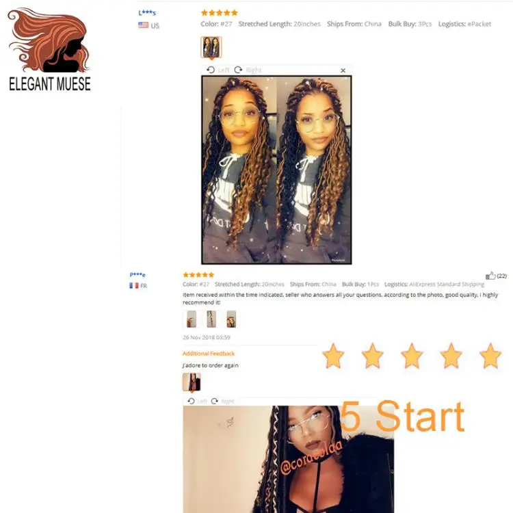Элегантные Музы богемные вязанные косички Faux locs Curly вязанные волосы 18 дюймов 24 пряди Омбре косички для наращивания синтетические волосы