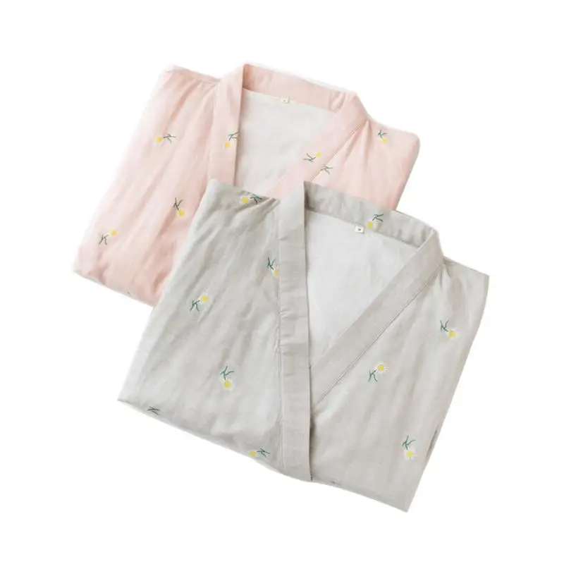 

Spring And Autumn Ladies Pajamas Set Home Comfortable Kimono Pajama Set Casual Simple Home Wear Cotton Pajama Set