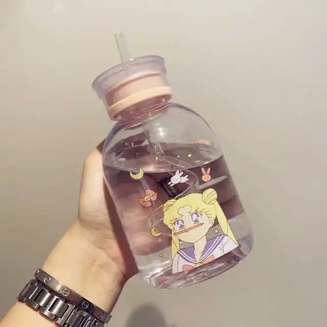 Аниме Луна косплей реквизит Tsukino Usagi мультфильм печатный Пластиковый стакан для