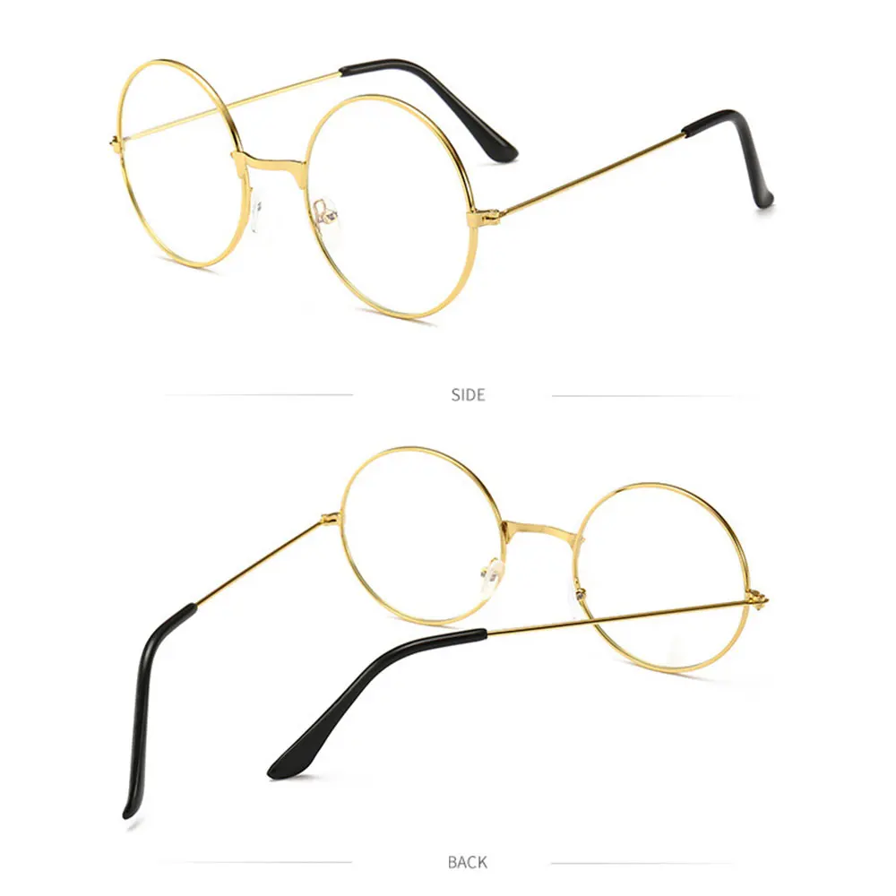 Для женщин Винтаж круглая металлическая оправа для очков синий светильник